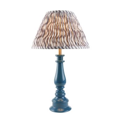 Myrtle And Ripple 30cm Pearl Grey Shade Table Lamp With Gloss Marlin Blue Base