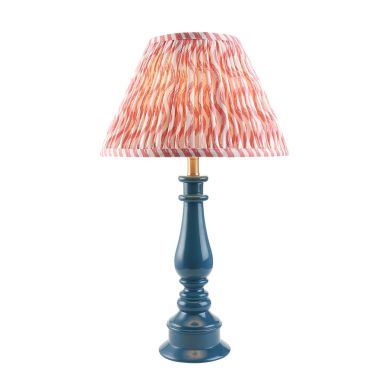 Myrtle And Ripple 30cm Coral Pink Shade Table Lamp With Gloss Marlin Blue Base