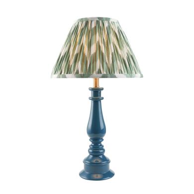 Myrtle And Zigzag 30cm Cotswold Green Shade Table Lamp With Gloss Marlin Blue Base