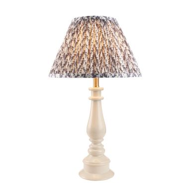Myrtle And Leaf 30cm Pearl Grey Shade Table Lamp With Gloss Almond White Base