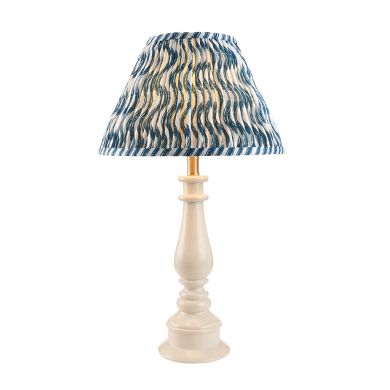 Myrtle And Ripple 30cm Marlin Blue Shade Table Lamp With Gloss Almond White Base