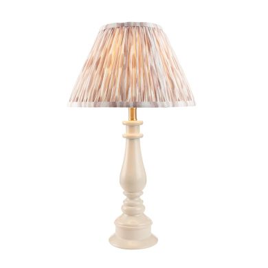 Myrtle And Ikat 30cm Neutral Shade Table Lamp With Gloss Almond White Base