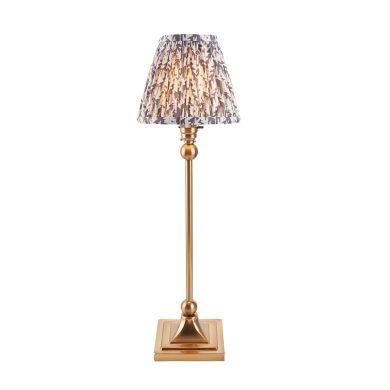 Santiago And Leaf 16cm Pearl Grey Shade Table Lamp In Brushed Aged Brass