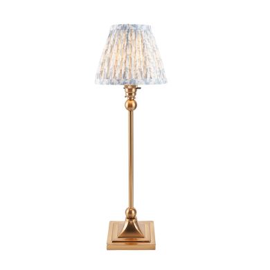 Santiago And Leaf 16cm Shell Bay Blue Shade Table Lamp In Brushed Aged Brass