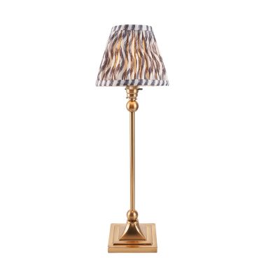 Santiago And Ripple 16cm Pearl Grey Shade Table Lamp In Brushed Aged Brass