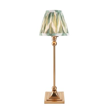 Santiago And Zigzag 16cm Cotswold Green Shade Table Lamp In Brushed Aged Brass