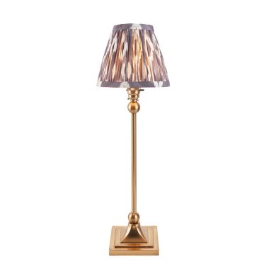 Santiago And Ikat 16cm Pearl Grey Shade Table Lamp In Brushed Aged Brass