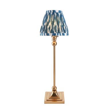 Santiago And Ikat 16cm Marlin Blue Shade Table Lamp In Brushed Aged Brass