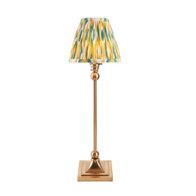 Santiago And Ikat 16cm Yellow And Jade Shade Table Lamp In Brushed Aged Brass