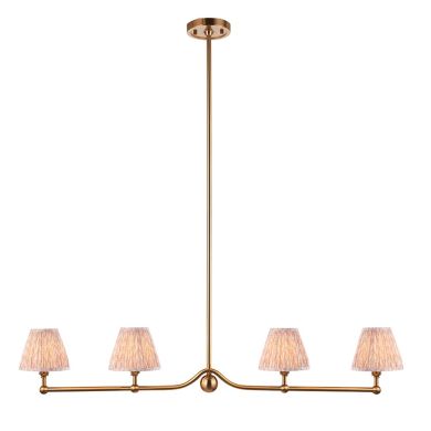 Santiago And Leaf 4 Lights 16cm Peachy Keen Shade Ceiling Pendant Light In Brushed Aged Brass