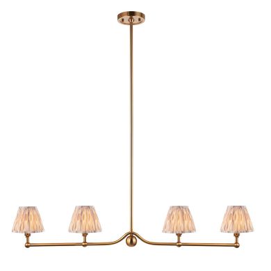 Santiago And Ikat 4 Lights 16cm Neutral Shade Ceiling Pendant Light In Brushed Aged Brass