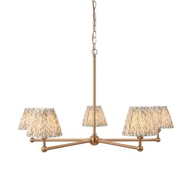 Santiago And Leaf 5 Lights 16cm Herb Garden Green Shade Ceiling Pendant Light In Brushed Aged Brass