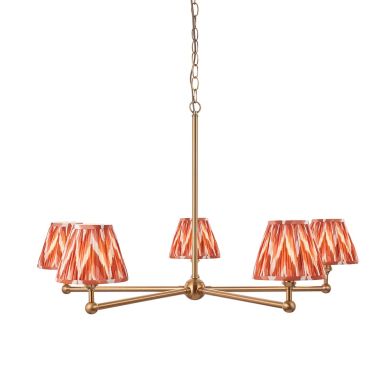 Santiago And Zigzag 5 Lights 16cm Apricot Orange Shade Ceiling Pendant Light In Brushed Aged Brass