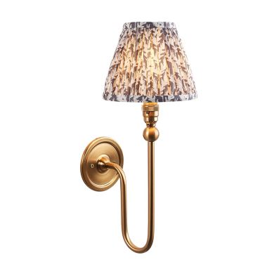 Santiago And Leaf 16cm Pearl Grey Shade Wall Light In Brushed Aged Brass