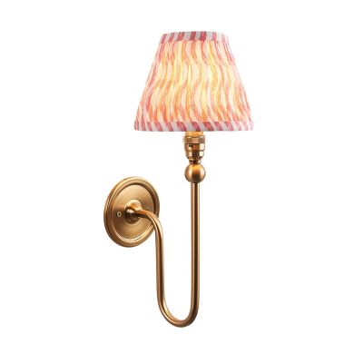 Santiago And Ripple 16cm Coral Pink Shade Wall Light In Brushed Aged Brass