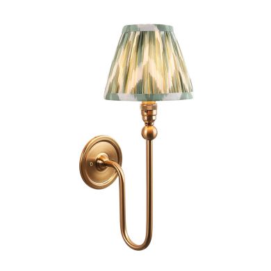 Santiago And Zigzag 16cm Cotswold Green Shade Wall Light In Brushed Aged Brass
