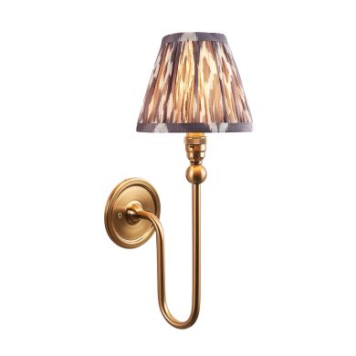 Santiago And Ikat 16cm Pearl Grey Shade Wall Light In Brushed Aged Brass