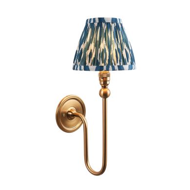 Santiago And Ikat 16cm Marlin Blue Shade Wall Light In Brushed Aged Brass