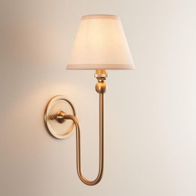 Santiago And Ivy 16cm Vintage White Shade Wall Light In Brushed Aged Brass