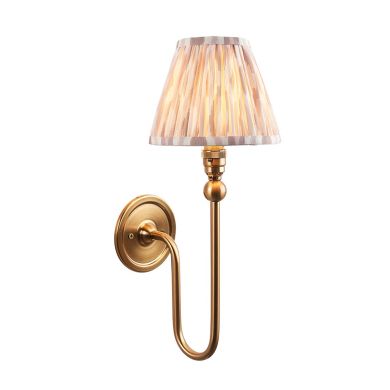 Santiago And Ikat 16cm Neutral Shade Wall Light In Brushed Aged Brass