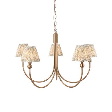 Santiago And Leaf 5 Lights 16cm Herb Garden Green Shade Curved Ceiling Pendant Light In Brushed Aged Brass