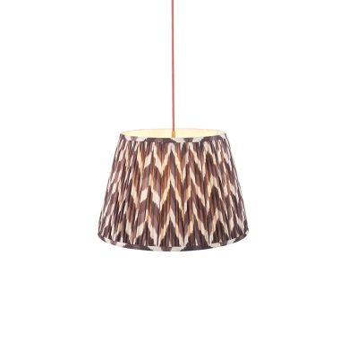 Eltham And Zigzag 40cm Pearl Grey Shade Ceiling Light With Red Colour Braided Cable