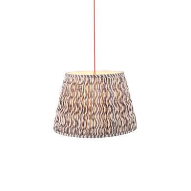 Eltham And Ripple 40cm Pearl Grey Shade Ceiling Light With Red Colour Braided Cable