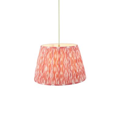 Eltham And Ikat 40cm Coral Pink Shade Ceiling Light With Green Colour Braided Cable