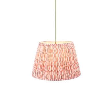 Eltham And Ripple 40cm Coral Pink Shade Ceiling Light With Green Colour Braided Cable