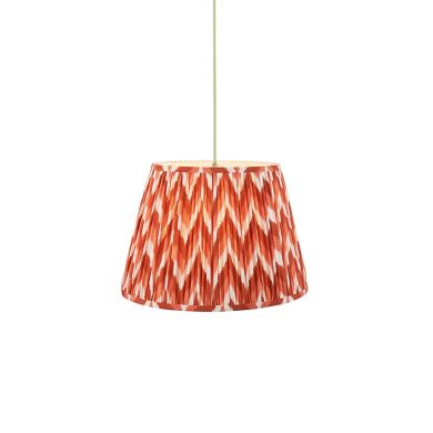 Eltham And Zigzag 40cm Apricot Orange Shade Ceiling Light With Green Colour Braided Cable