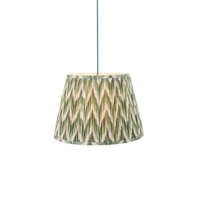 Eltham And Zigzag 40cm Cotswold Green Shade Ceiling Light With Blue Colour Braided Cable