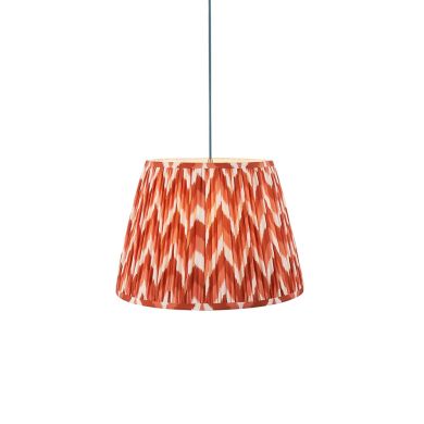 Eltham And Zigzag 40cm Apricot Orange Shade Ceiling Light With Blue Colour Braided Cable