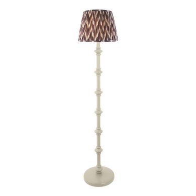 Carnaby And Zigzag 35cm Pearl Grey Shade Floor Lamp Satin Almond White Base
