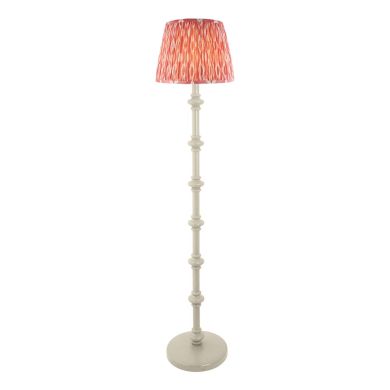 Carnaby And Ikat 35cm Coral Pink Shade Floor Lamp With Satin Almond White Base