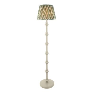 Carnaby And Zigzag 35cm Cotswold Green Shade Floor Lamp Satin Almond White Base