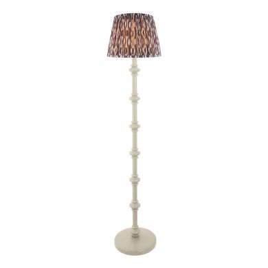 Carnaby And Ikat 35cm Pearl Grey Shade Floor Lamp With Satin Almond White Base