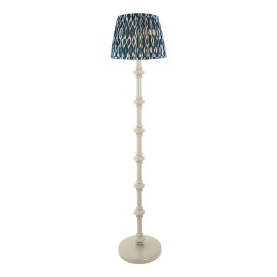 Carnaby And Ikat 35cm Marlin Blue Shade Floor Lamp With Satin Almond White Base