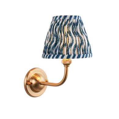 Dome Arc And Ripple 16cm Marlin Blue Shade Wall Light In Brushed Aged Brass