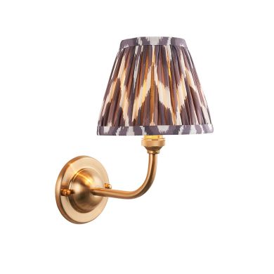 Dome Arc And Zigzag 16cm Pearl Grey Shade Wall Light In Brushed Aged Brass