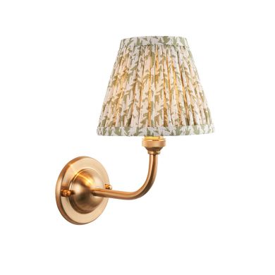 Dome Arc And Leaf 16cm Herb Garden Green Shade Wall Light In Brushed Aged Brass