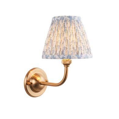 Dome Arc And Leaf 16cm Shell Bay Blue Shade Wall Light In Brushed Aged Brass