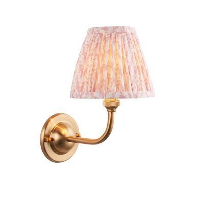 Dome Arc And Leaf 16cm Peachy Keen Shade Wall Light In Brushed Aged Brass