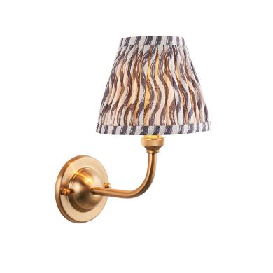 Dome Arc And Ripple 16cm Pearl Grey Shade Wall Light In Brushed Aged Brass