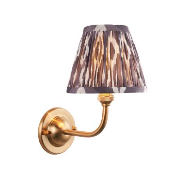 Dome Arc And Ikat 16cm Pearl Grey Shade Wall Light In Brushed Aged Brass