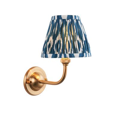 Dome Arc And Ikat 16cm Marlin Blue Shade Wall Light In Brushed Aged Brass