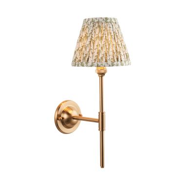 Dome T Bar And Leaf 16cm Herb Garden Green Shade Wall Light In Brushed Aged Brass