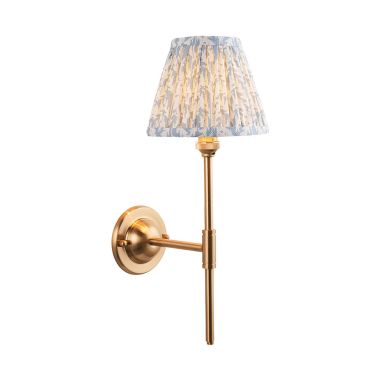 Dome T Bar And Leaf 16cm Shell Bay Blue Shade Wall Light In Brushed Aged Brass