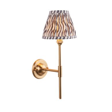 Dome T Bar And Ripple 16cm Pearl Grey Shade Wall Light In Brushed Aged Brass