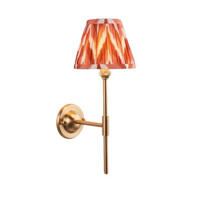 Dome T Bar And Zigzag 16cm Apricot Orange Shade Wall Light In Brushed Aged Brass