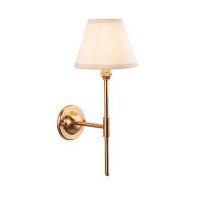 Dome T Bar And Ivy 16cm Vintage White Shade Wall Light In Brushed Aged Brass